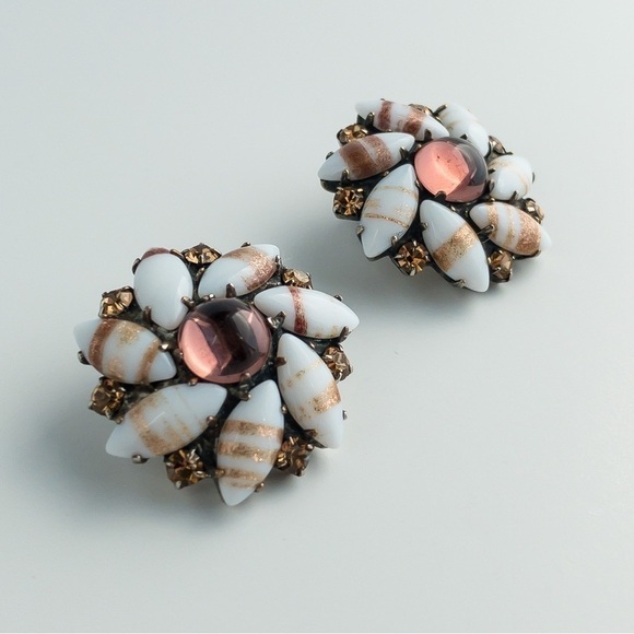 Danny Pollak Jewelry Set Glass Rhinestone Pendant Brooch and Earring Silver Tone - Picture 10 of 16